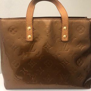 Authentic Louis Viutton Monogram Vernis Reade PM Bronz Brown